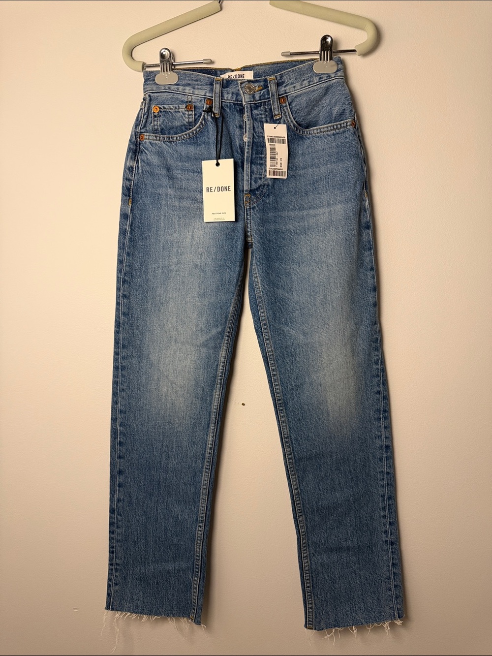 NWT RE/DONE 70s Stove Pipe Jeans in Medium Vain / 23